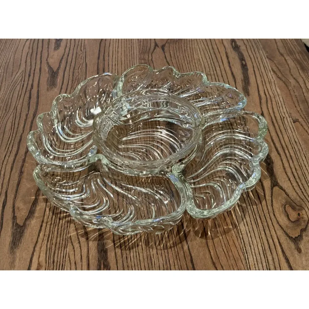 6pc 1950's Kromex Lazy Susan 4 Swirl Dishes w/Covered Center Bowl